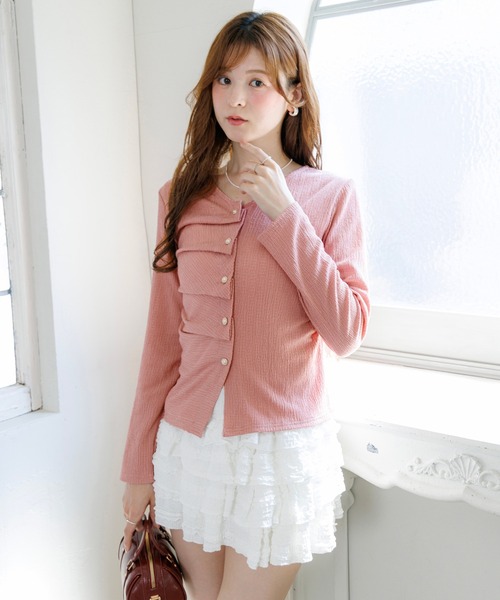 alotta(アロッタ)の「【Corie】タックギャザードレープデザイントップス(Tシャツ/カットソー・レディース・ブラック/ピンク/アイボリー・M/L)」の4枚目の写真