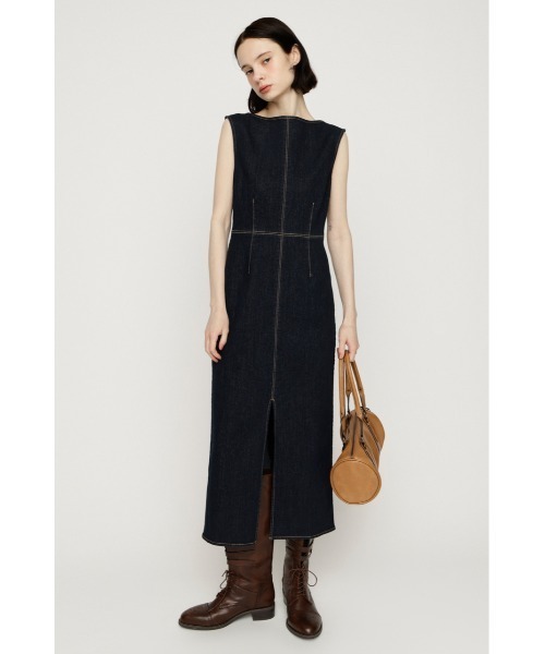 テッドベイカー 褒められワンピース BOAT NECK PENCIL DENIM M/OP ボートネックペンシルデニムミディワンピ