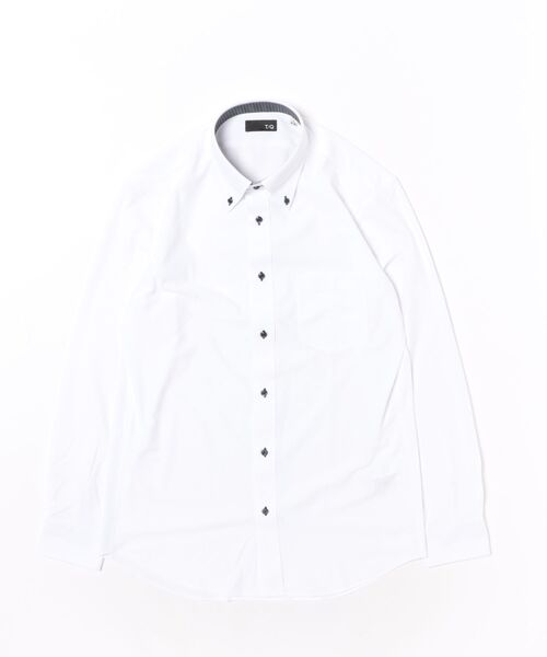 TAKA-Q(タカキュー)の「ワイシャツ メンズ 長袖 ノンアイロン ストレッチ 吸水速乾 ボタンダウン ビジネス ドレス ニット NEWスタンダードフィット(ビジネスシャツ・メンズ・ホワイト・首回り39cm-裄丈80cm/首回り39cm-裄丈84cm/首回り41cm-裄丈82cm/首回り41cm-裄丈86cm/首回り43cm-裄丈82cm/首回り43cm-裄丈86cm/首回り37cm-裄丈80cm/首回り45cm-裄丈86cm)」の6枚目の写真