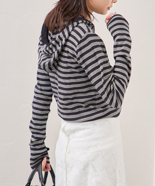 JOURNAL STANDARD(ジャーナルスタンダード)の「《追加》別注【MILLER/ミラー】 for JOURNAL STANDARDフードリブカーデ(Tシャツ/カットソー・レディース・ブラック/ブルー/ピンク/ブラウン・FREE)」の12枚目の写真