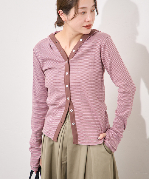 JOURNAL STANDARD(ジャーナルスタンダード)の「《追加》別注【MILLER/ミラー】 for JOURNAL STANDARDフードリブカーデ(Tシャツ/カットソー・レディース・ブラック/ブルー/ピンク/ブラウン・FREE)」の14枚目の写真