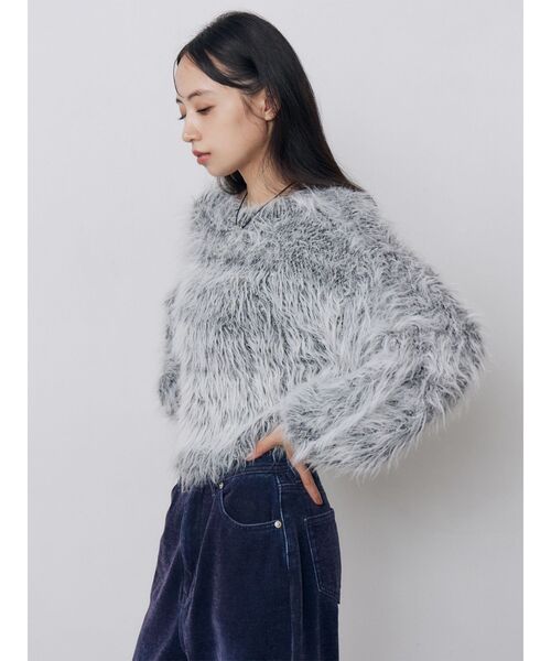 MURUA(ムルーア)の「フェードホログラムシャギーニット(ニット/セーター・レディース・グリーン/ピンク/ライトグレー/ダークグレー/アイボリー・FREE)」の9枚目の写真