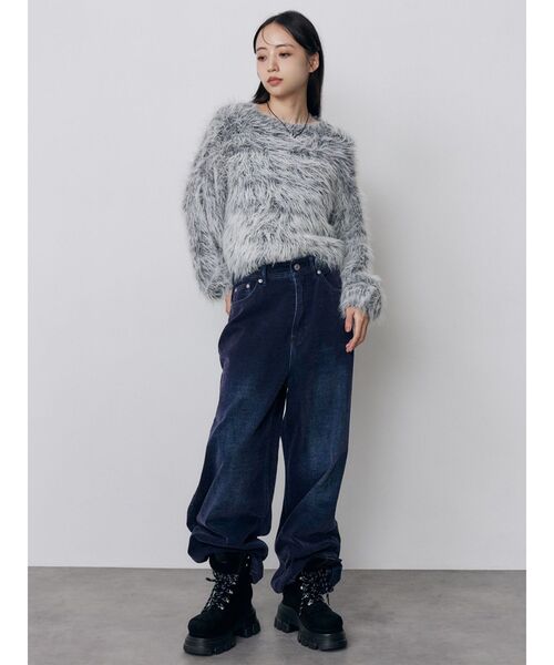 MURUA(ムルーア)の「フェードホログラムシャギーニット(ニット/セーター・レディース・グリーン/ピンク/ライトグレー/ダークグレー/アイボリー・FREE)」の12枚目の写真