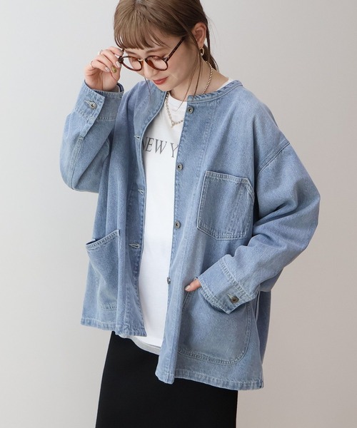 AMERICAN HOLIC(アメリカンホリック)の「【WEB限定】デニムカバーオール(デニムジャケット・レディース・インディゴブルー/ライトインディゴブルー・L/M)」の13枚目の写真