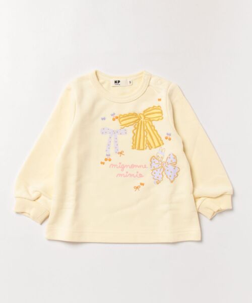 KP(ケーピー)の「【GOOD PRICE】 mimiちゃん×リボン柄 トレーナー(スウェット・キッズ・レモンイエロー/ピンク・80cm/90cm/110cm/100cm/120cm/130cm)」の2枚目の写真