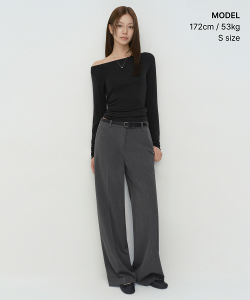 MUSINSA STANDARD WOMAN（ムシンサスタンダードウーマン）の「ウィメンズウールテンセルオフショルダー長袖Tシャツ[ブラック]（Tシャツ/カットソー・レディース・その他・X-SMALL/SMALL/MEDIUM/LARGE）」の4枚目の写真