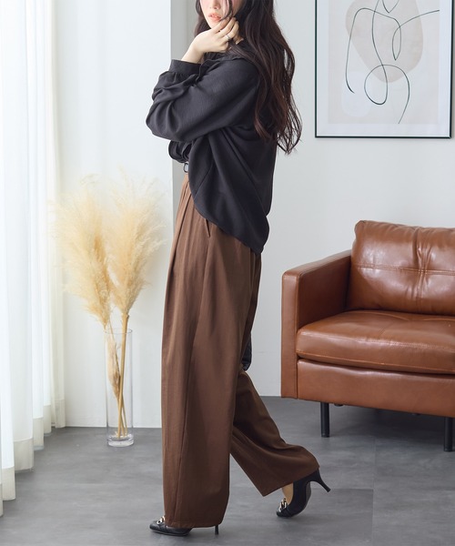 ReDial(リダイアル)の「リッチツイル2タックバレルパンツ(スラックス・レディース・ブラウン/ブラック/チャコールグレー/ベージュ・3L/LL/L/M)」の17枚目の写真