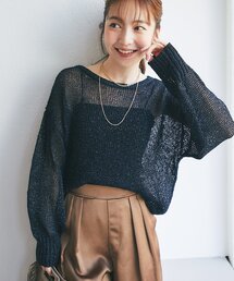 La boutique BonBon（ラブティックボンボン）の「【ロングシーズンおすすめ】ラメ天竺針抜ニット（ニット/セーター）」