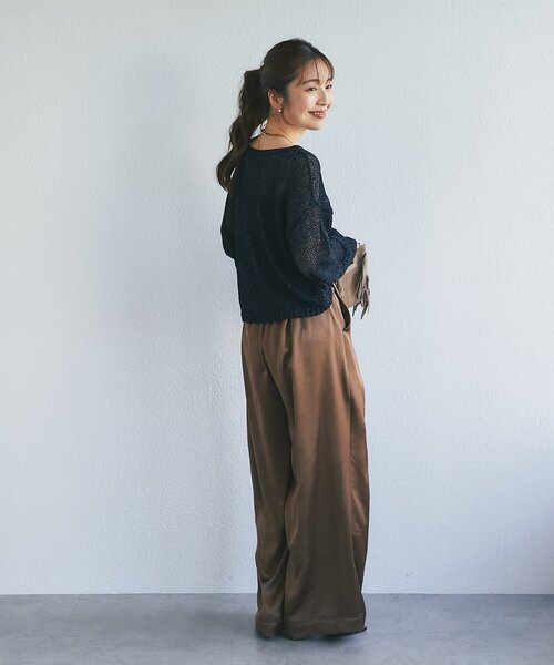 La boutique BonBon(ラブティックボンボン)の「【ロングシーズンおすすめ】ラメ天竺針抜ニット(ニット/セーター・レディース・ゴールド/ピンク/ネイビー・FREE)」の10枚目の写真