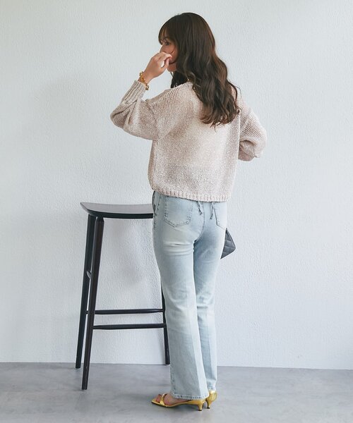 La boutique BonBon(ラブティックボンボン)の「【ロングシーズンおすすめ】ラメ天竺針抜ニット(ニット/セーター・レディース・ゴールド/ピンク/ネイビー・FREE)」の20枚目の写真