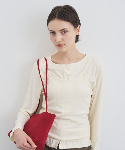 ALLURELLE(アリュレル)の「【ALLURELLE】キャミソール付きスナップカーディガン SNF(カーディガン/ボレロ・レディース・ブラウン/ホワイト/ブラック・FREE)」の14枚目の写真