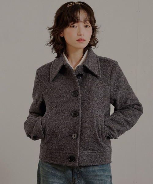 MUHET(ミュエータ)の「boucle short jacket / ブークレショートジャケット(その他アウター・レディース・ベージュ/チャコールグレー・MEDIUM/SMALL/LARGE)」の1枚目の写真