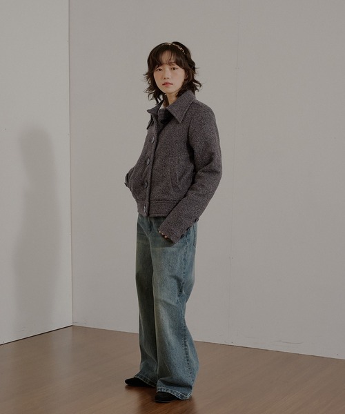 MUHET(ミュエータ)の「boucle short jacket / ブークレショートジャケット(その他アウター・レディース・ベージュ/チャコールグレー・MEDIUM/SMALL/LARGE)」の13枚目の写真