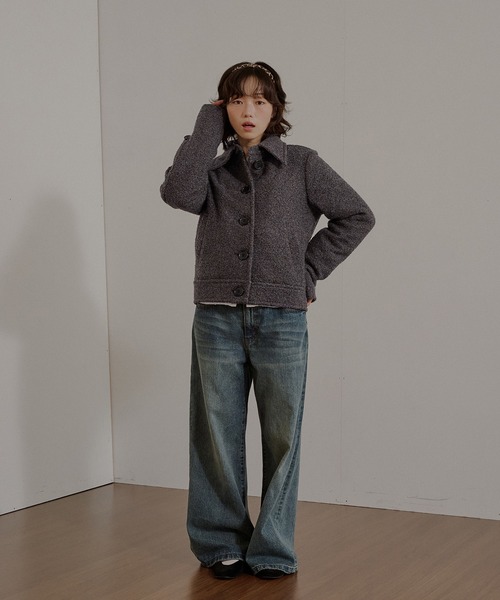 MUHET(ミュエータ)の「boucle short jacket / ブークレショートジャケット(その他アウター・レディース・ベージュ/チャコールグレー・MEDIUM/SMALL/LARGE)」の12枚目の写真