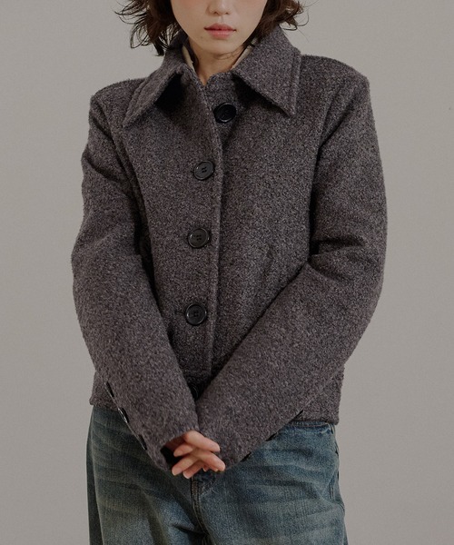MUHET(ミュエータ)の「boucle short jacket / ブークレショートジャケット(その他アウター・レディース・ベージュ/チャコールグレー・MEDIUM/SMALL/LARGE)」の8枚目の写真