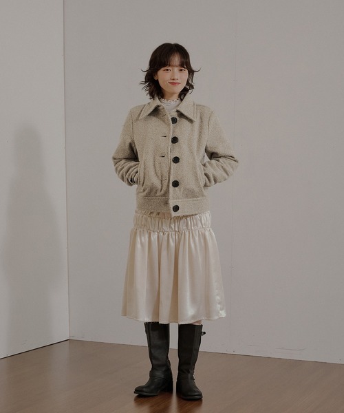 MUHET(ミュエータ)の「boucle short jacket / ブークレショートジャケット(その他アウター・レディース・ベージュ/チャコールグレー・MEDIUM/SMALL/LARGE)」の22枚目の写真
