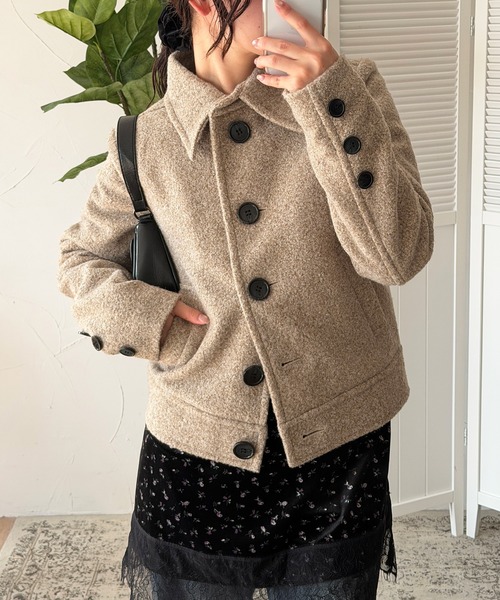 MUHET(ミュエータ)の「boucle short jacket / ブークレショートジャケット(その他アウター・レディース・ベージュ/チャコールグレー・MEDIUM/SMALL/LARGE)」の16枚目の写真