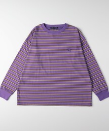 《体型カバー》マルチボーダーロンTシャツ