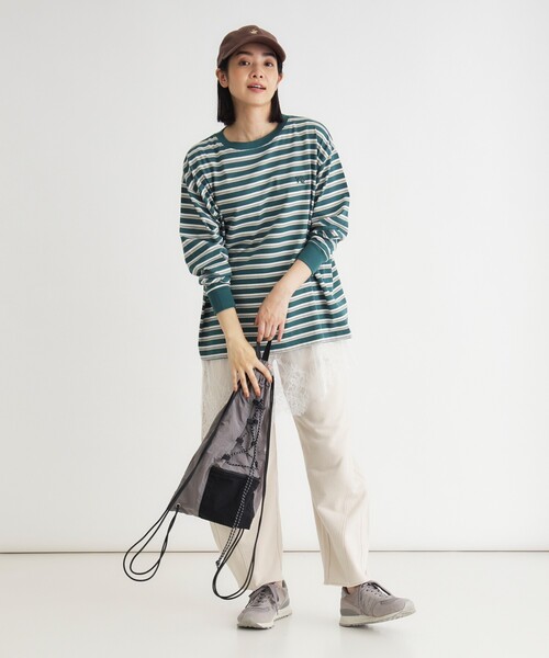 HONEYSUCKLE ROSE(ハニーサックルローズ)の「《体型カバー》マルチボーダーロンTシャツ(Tシャツ/カットソー・レディース・グリーン/ライトパープル・05/04)」の7枚目の写真