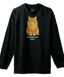 Moftique(モフティック) 長袖Tシャツ サイベリアン 猫 キャット ペット アニマル プリント 袖リブ ロンT トップス メンズ ユニセックス