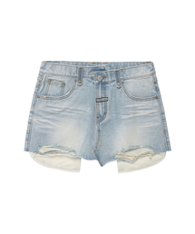 UNBALANCE MICRO DENIM SKIRT (W) LIGHT BLUE