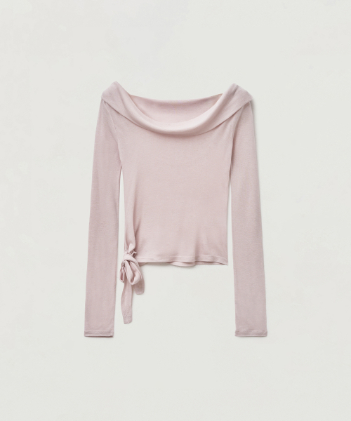 AARAN(アラン)の「ハーシーオフショルダーリボントップ_ピンク(Tシャツ/カットソー・レディース・ベビーピンク・FREE)」の1枚目の写真