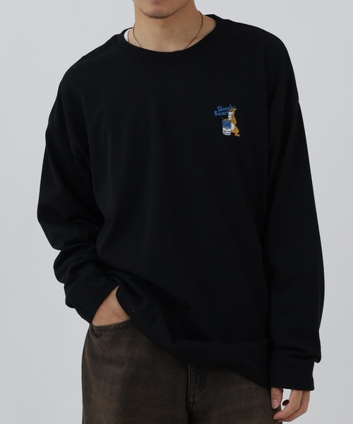 FUNALIVE(ファンアライブ)の「ゆったり ワンポイント刺繍 ロングスリーブT(Tシャツ/カットソー・メンズ・ホワイト系3/ブラック系2/ブラック系4/グレー系1/ブラック系3/ホワイト系4/ピンク系1/ブラック系1/ホワイト系2/ブラック系5/ブラック系6/ホワイト系1/ダークグリーン系1・M/L)」の9枚目の写真