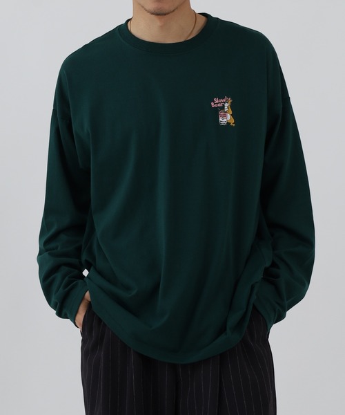 FUNALIVE(ファンアライブ)の「ゆったり ワンポイント刺繍 ロングスリーブT(Tシャツ/カットソー・メンズ・ホワイト系3/ブラック系2/ブラック系4/グレー系1/ブラック系3/ホワイト系4/ピンク系1/ブラック系1/ホワイト系2/ブラック系5/ブラック系6/ホワイト系1/ダークグリーン系1・M/L)」の13枚目の写真