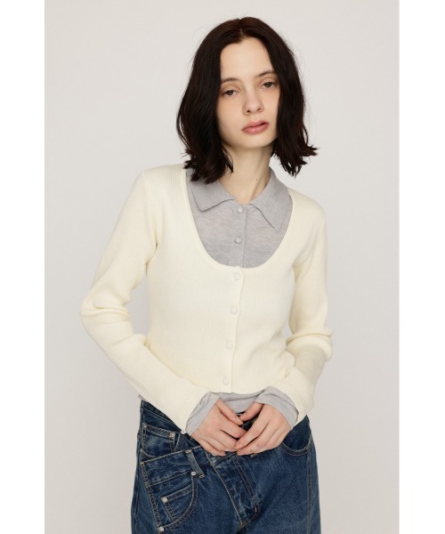 SLY(スライ)の「【WEB限定】LAYERED LIKE KNIT TOPS レイヤードライクニットトップス 秋服(ニット/セーター・レディース・ネイビー/アイボリー/杢グレー/ライトピンク・FREE)」の5枚目の写真