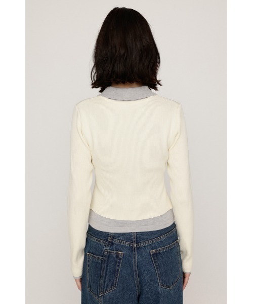 SLY(スライ)の「【WEB限定】LAYERED LIKE KNIT TOPS レイヤードライクニットトップス 秋服(ニット/セーター・レディース・ネイビー/アイボリー/杢グレー/ライトピンク・FREE)」の11枚目の写真
