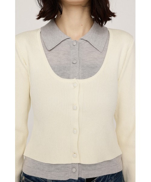 SLY(スライ)の「【WEB限定】LAYERED LIKE KNIT TOPS レイヤードライクニットトップス 秋服(ニット/セーター・レディース・ネイビー/アイボリー/杢グレー/ライトピンク・FREE)」の13枚目の写真