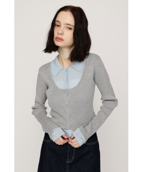 SLY(スライ)の「【WEB限定】LAYERED LIKE KNIT TOPS レイヤードライクニットトップス 秋服(ニット/セーター・レディース・ネイビー/アイボリー/杢グレー/ライトピンク・FREE)」の14枚目の写真