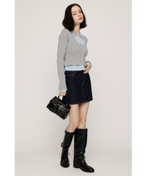 SLY(スライ)の「【WEB限定】LAYERED LIKE KNIT TOPS レイヤードライクニットトップス 秋服(ニット/セーター・レディース・ネイビー/アイボリー/杢グレー/ライトピンク・FREE)」の17枚目の写真