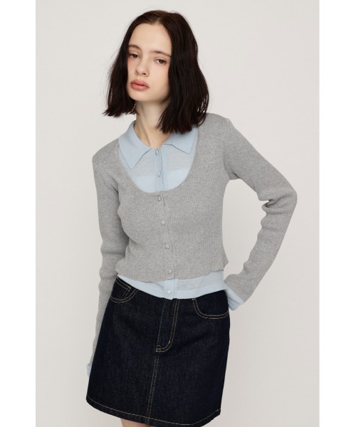 SLY(スライ)の「【WEB限定】LAYERED LIKE KNIT TOPS レイヤードライクニットトップス 秋服(ニット/セーター・レディース・ネイビー/アイボリー/杢グレー/ライトピンク・FREE)」の18枚目の写真