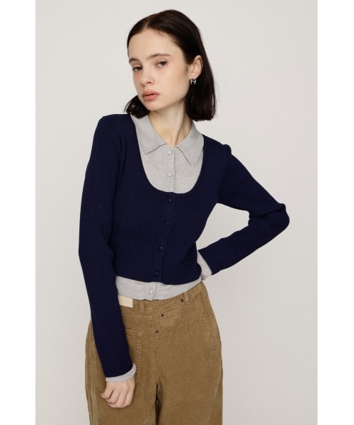 SLY(スライ)の「【WEB限定】LAYERED LIKE KNIT TOPS レイヤードライクニットトップス 秋服(ニット/セーター・レディース・ネイビー/アイボリー/杢グレー/ライトピンク・FREE)」の20枚目の写真