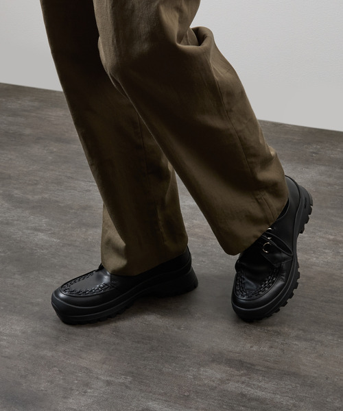 PADRONE(パドローネ)の「PADRONE パドローネ / INTERLACE SHOES with 884C Vibram 884Cビブラムソールレザーモカシンシューズ / PU8840-2012(ブーツ・メンズ・ブラック・43/42/41/40)」の4枚目の写真