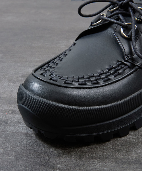 PADRONE(パドローネ)の「PADRONE パドローネ / INTERLACE SHOES with 884C Vibram 884Cビブラムソールレザーモカシンシューズ / PU8840-2012(ブーツ・メンズ・ブラック・43/42/41/40)」の8枚目の写真