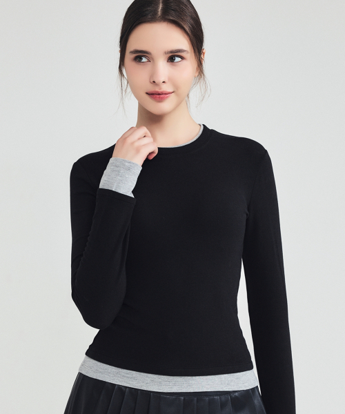 LORDLOAR(ロードロアル)の「ソフトレイヤード長袖TシャツBLACK(Tシャツ/カットソー・レディース・その他・SMALL/MEDIUM/LARGE)」の2枚目の写真