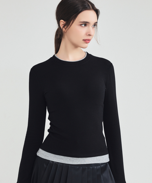 LORDLOAR(ロードロアル)の「ソフトレイヤード長袖TシャツBLACK(Tシャツ/カットソー・レディース・その他・SMALL/MEDIUM/LARGE)」の3枚目の写真