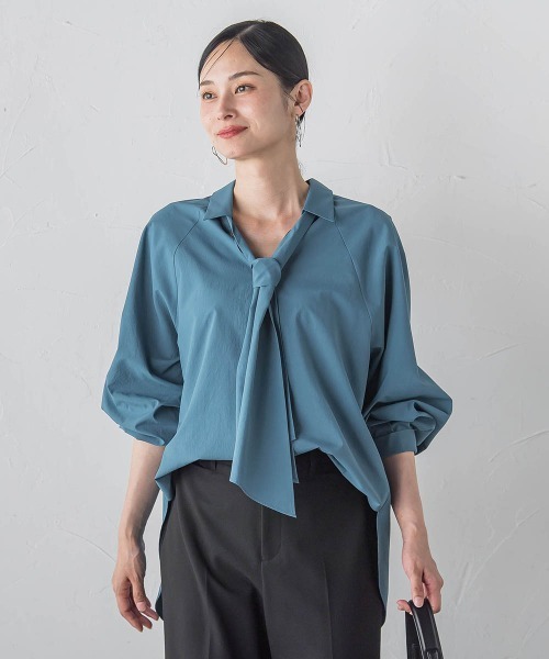 LAUTREAMONT(ロートレアモン)の「≪着こなし自由自在≫マルーデコットンタイプライターブラウス(シャツ/ブラウス・レディース・キャメル/ホワイト/ブラック/グリーン・9号)」の3枚目の写真