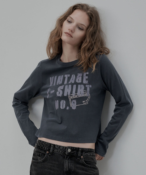 DEARMYDEER(ディアマイディア)の「ヴィンテージ NO.9 ロングスリーブTシャツ(ネイビー)(Tシャツ/カットソー・レディース・ネイビー・FREE)」の1枚目の写真