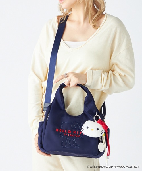 Y'SACCS（イザック）の「【Y'SACCS×HELLO KITTY】ハローキティフェイスポーチ付きトートS（トートバッグ・レディース・ネイビー/ブラック/アイボリー・FREE）」の3枚目の写真