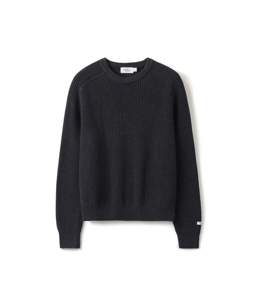 COSTUME O’CLOCK（コスチュームオクロック）の「[GIZA COTTON] ウォッシャブル ヘビー サドル ラウンドニット 全6色 COOSKT078（ニット/セーター・メンズ・グレー/チャコール/ネイビー/ブラウン/ブラック/オートミール・MEDIUM/LARGE）」の3枚目の写真