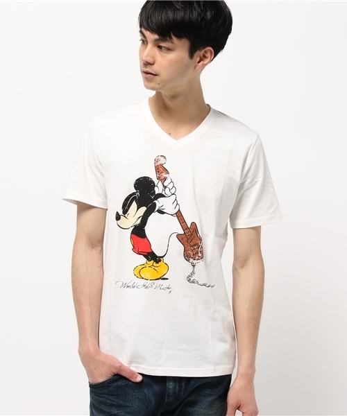VENCEEXCHANGE（ヴァンスエクスチェンジ）の「ギタージャンプミッキーTシャツ （Tシャツ/カットソー・メンズ・オフホワイト/ブラック・MEDIUM/SMALL/LARGE）」の12枚目の写真