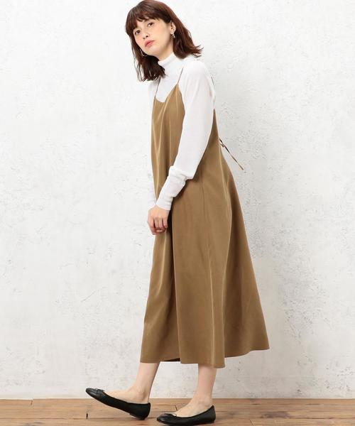 green label relaxing（グリーンレーベルリラクシング）の「■■■KF R/PパウダーPLN キャミワンピース◆（ワンピース・レディース・ブラック/オリーブ/ベージュ・FREE）」の3枚目の写真