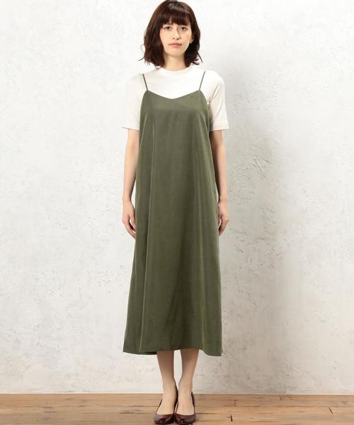 green label relaxing（グリーンレーベルリラクシング）の「■■■KF R/PパウダーPLN キャミワンピース◆（ワンピース・レディース・ブラック/オリーブ/ベージュ・FREE）」の16枚目の写真