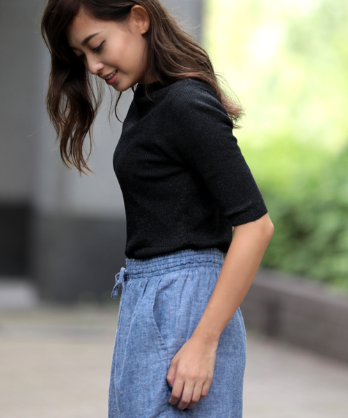 Denime（ドゥニーム）の「フリルネックニット（ニット/セーター・レディース・ピンク/グレー系その他/ブラック/オフホワイト・FREE）」の8枚目の写真