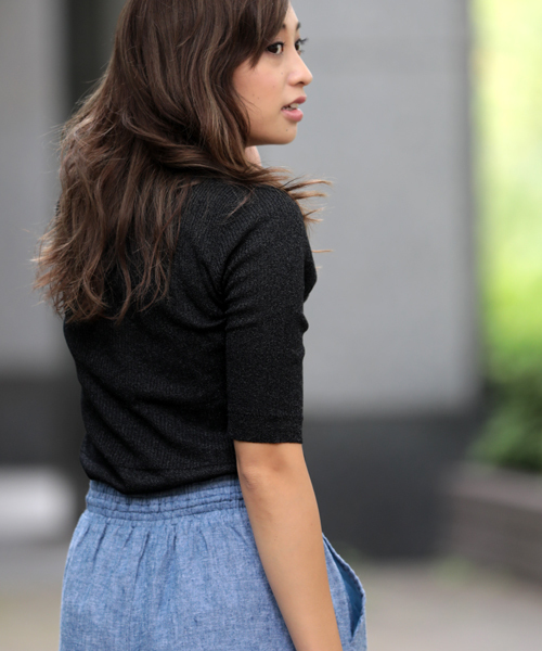 Denime（ドゥニーム）の「フリルネックニット（ニット/セーター・レディース・ピンク/グレー系その他/ブラック/オフホワイト・FREE）」の9枚目の写真