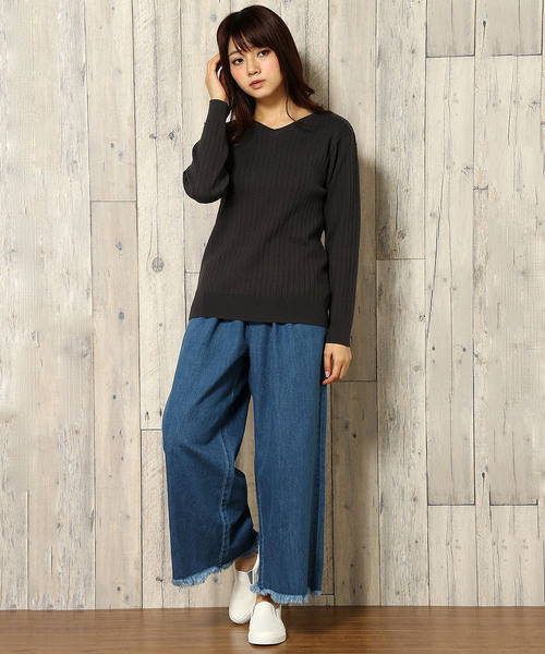 LBC(エルビーシー)の「デニムイージーパンツ (デニムパンツ・レディース・ブルー/ネイビー・LARGE/MEDIUM)」の11枚目の写真