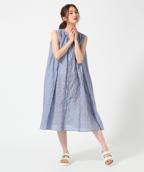 GLOBAL WORK（グローバルワーク）の「【ROOM】ギャザーワンピセット/746072（ワンピース・レディース・ブルー/レッド/ホワイト・FREE）」の4枚目の写真